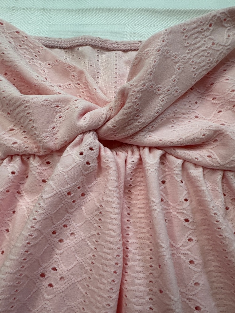SHEIN Pink & Purple Eyelet, Blue Tie-Front Strapless Tops & White V-Neck Cami - Picture 4 of 15